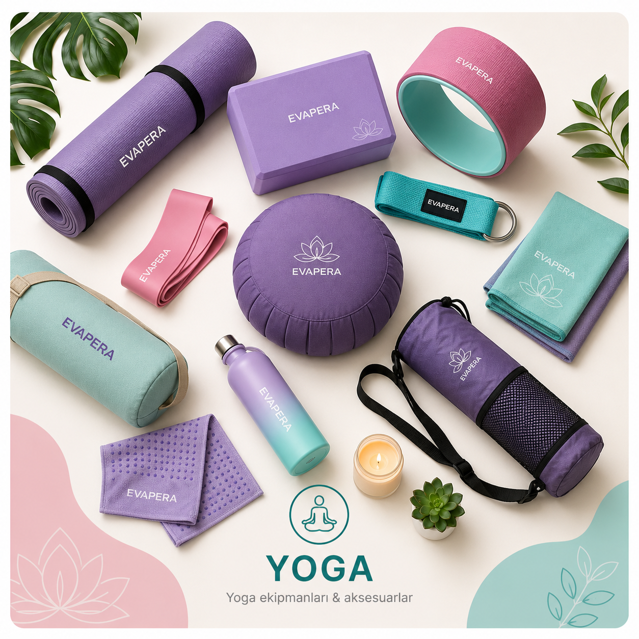 Çiftli Tatlısert Eva Yoga Blok Pİlates Bloğu Eğimli Kenar Kaymaz Yüzey Denge Blokları